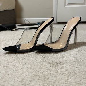 Clear/Black Heels
